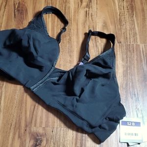 Catherines Black 52B no-wire cotton front-close bra